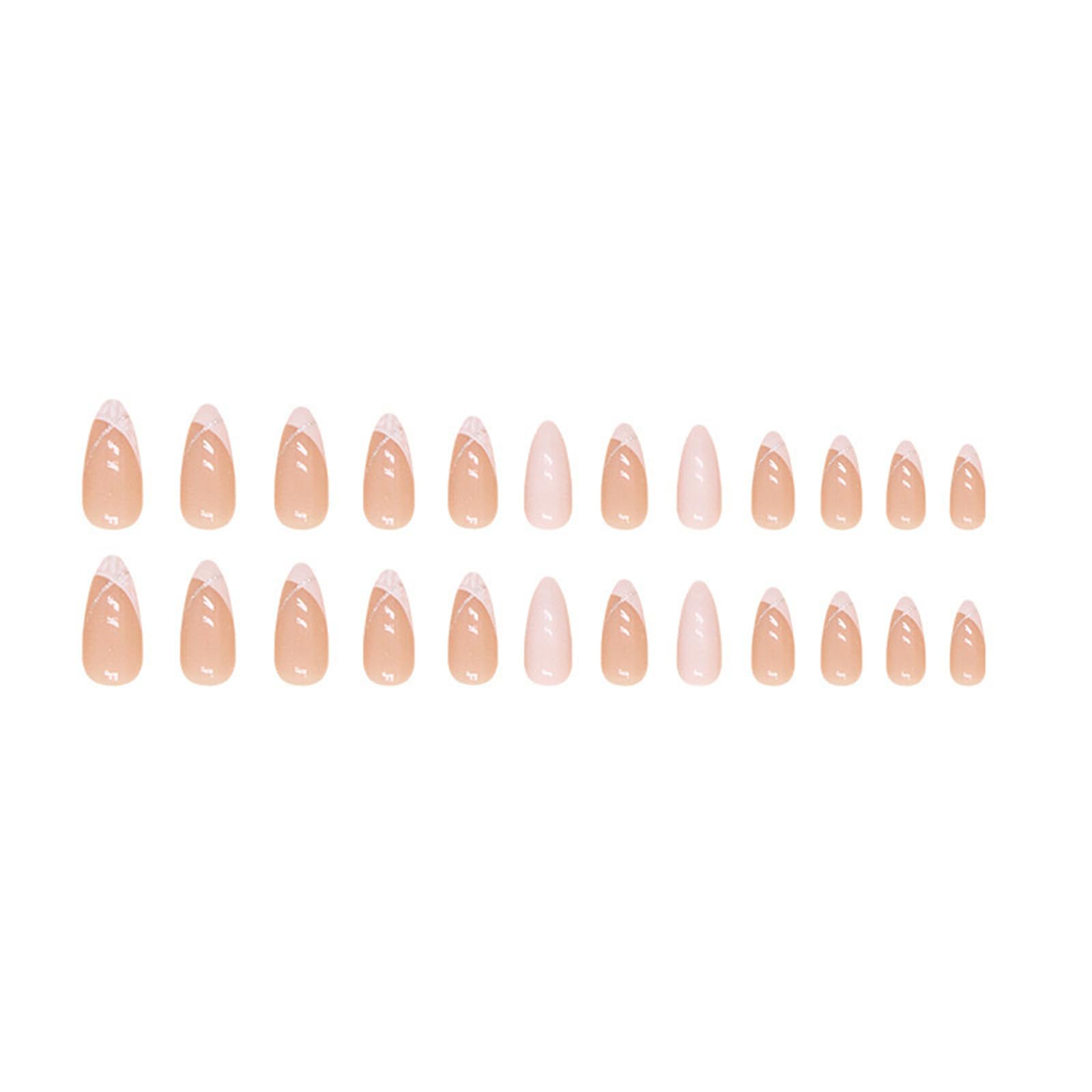 Alomnd Press on Nails Short Fake Nails Almond False Nails Press ons with Designs White Glitter Swirl Glue on Nails Cute Acrylic Nail Artificial Stick on Nail for Women Manicure