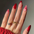 FJSMTOPl Valentine's Day Press on Nails - Red Fake Nails - Almond False Nails Press ons - Lips Acrylic Glue on Nails - Artificial Stick on Nail for Women Manicure 24 Pcs