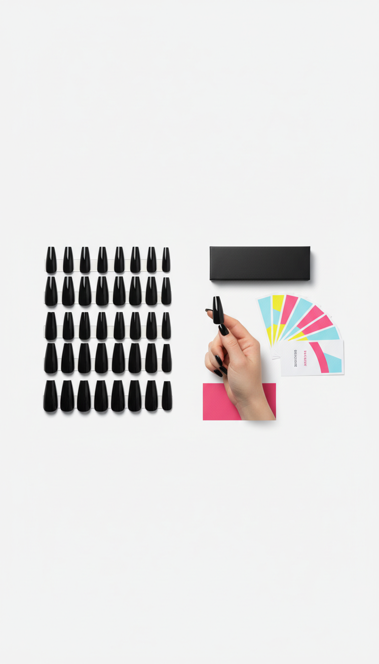 Jet Black Glue-On Nails